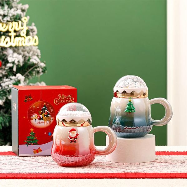 Gradient Color Christmas Ceramic Gift Boxed Mugs 2024 Delicacy Design 6.8cm*11cm 2 Colors