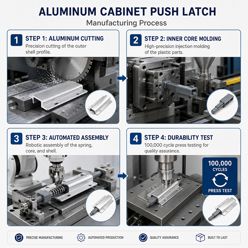 Handle-Free Push-to-Open Hidden Rebound Latch Heavy-Duty Push Open Catch for Wardrobe Doors & Concealed Drawers
