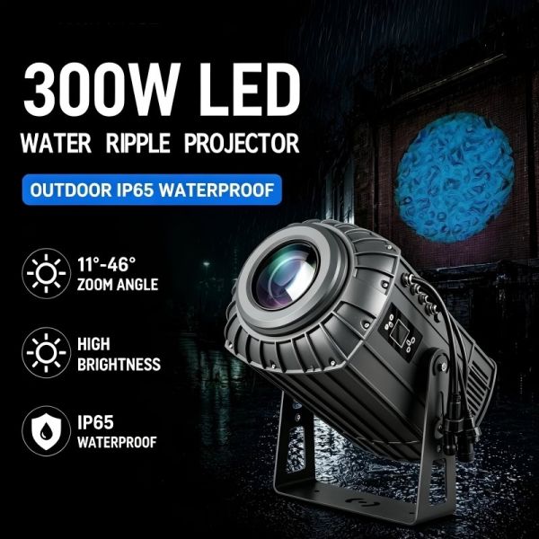 300W Outdoor LED Water Wave Projector Light Motorized Zoom IP65 Architectural Lighting