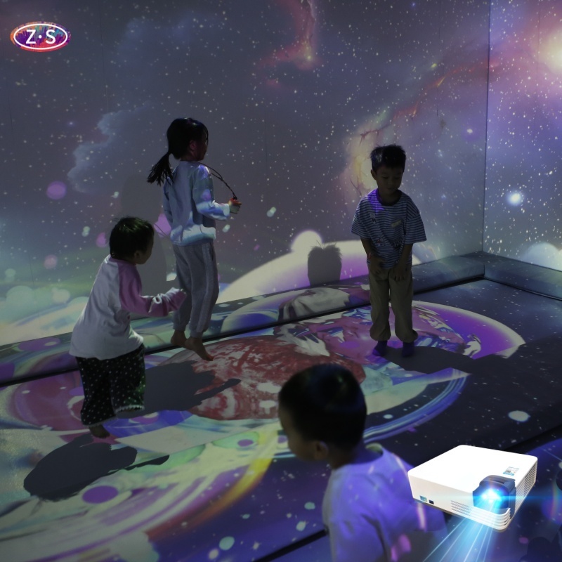 Interactive Projection Trampoline Park Attraction with Immersive Space Games