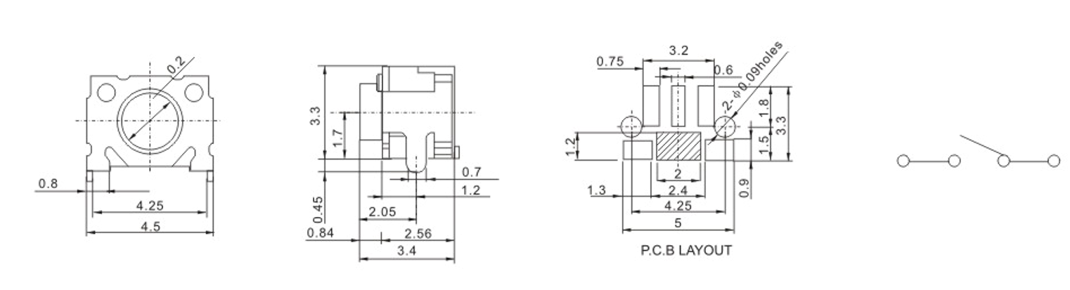 4 Pin 4.5x3.3mm SMD Tactile Push Button Switch