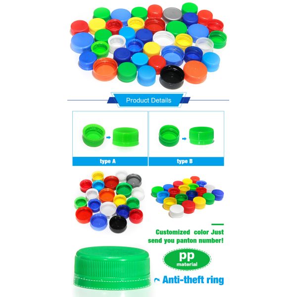 Capas de botellas de agua de plástico de tornillo pequeño 28mm 30mm para jugo de bebida