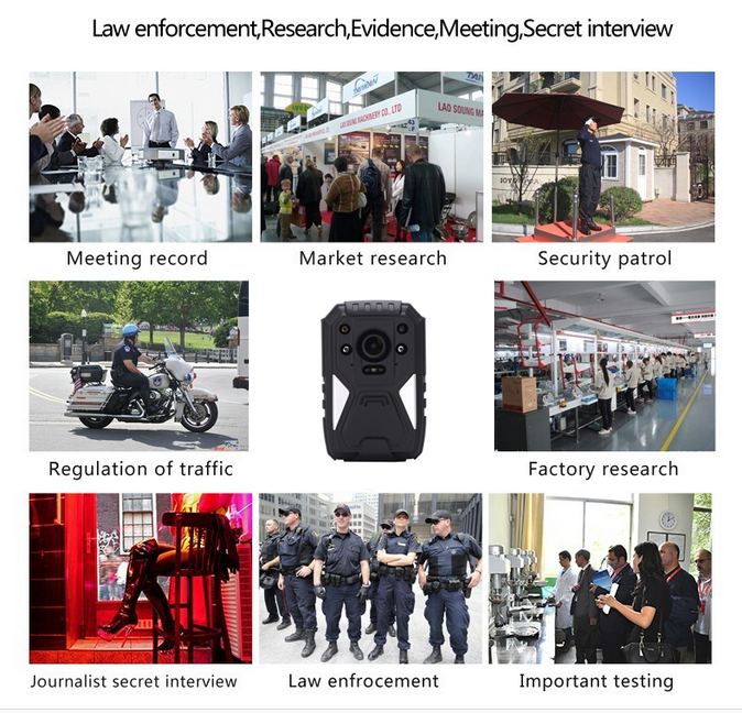 OEM 1296P HD IR Night Vision Wearable Video Camera , 8 Hours Recording