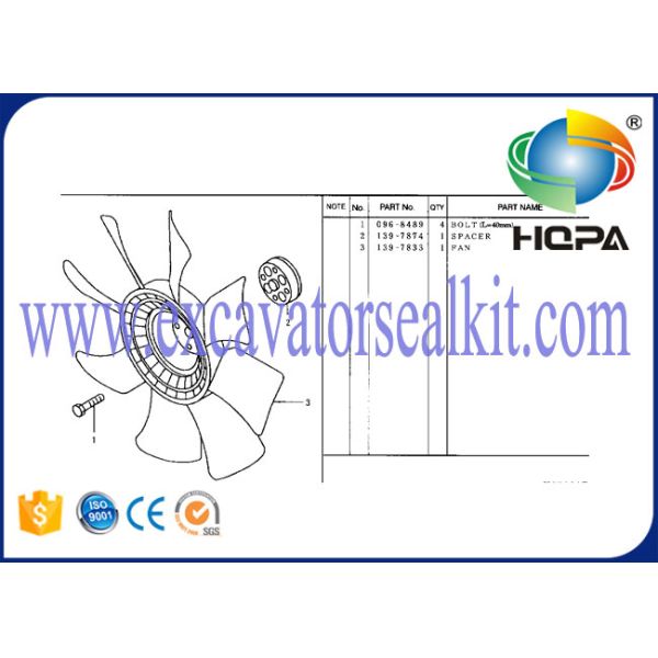 Ventilador plástico de los recambios del excavador del CAT 308B 4M40 139-7787 201-3901