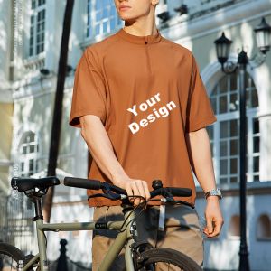 Men's Half Zip Raglan Cycling T-Shirt, Quick Dry Ice Feel Nylon Spandex Athletic