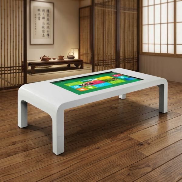 32" Smart Touch Screen Coffee Table with Refrigerator Drawer Capacitive