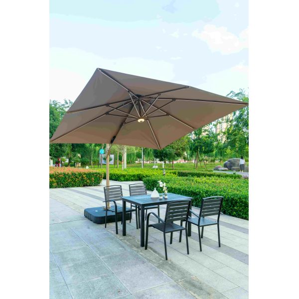 7 Pieces Extendable Modern Black Patio Restaurant 9 Piece Dining Sets Outdoor Garden Porch Aluminum Table and 8 Seater