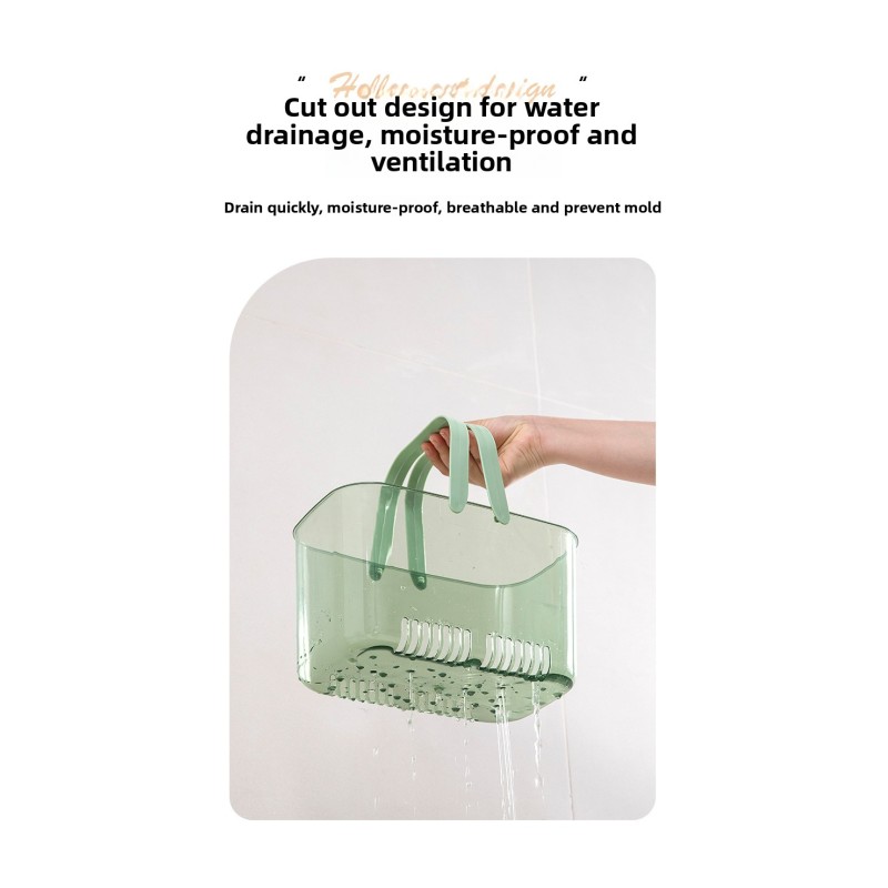Practical Acrylic Storage Basket with Handle Durable Hollow Bottom Shower Caddy Bathroom Organizer Bin for Toiletries Cosmetics