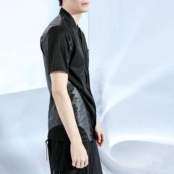 Summer Short Sleeve Mens Fashion Casual Shirts / Business Work Shirts With Zipper