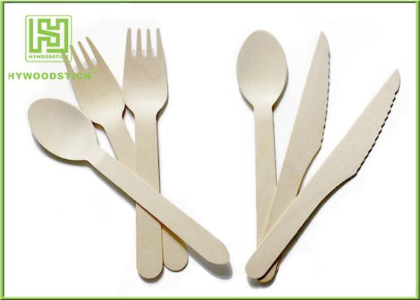 Food Grade Premium Birch Disposable Eco Friendly Wooden Cutlery Fork Knife Spoon