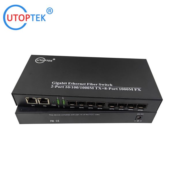 10/100/1000Mbps 2port RJ45+8port SFP fiber ethernet media converter switch normal switch