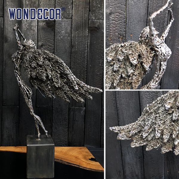 Внутреннее абстрактное металлическое искусство Декорация Ангел скульптура из нержавеющей стали