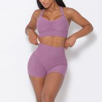 la séance d'entraînement 250gsm 2 morceaux a placé l'ensemble sportif de soutien-gorge de guêtres et de sports d'impression de colorant de lien