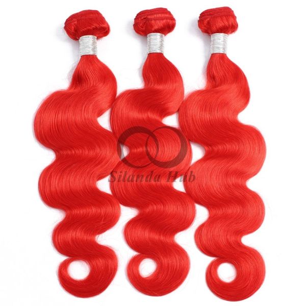Red Body Wave Remy Human Hair Bundles Sew In Weave Bundles Brazilian Bundle Deals