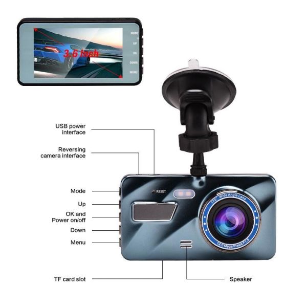 Двойной кулачок 1080FHD Dash Cam DVR автомобиля объектива перезаряжаемые с обнаружением движения G-Sensor