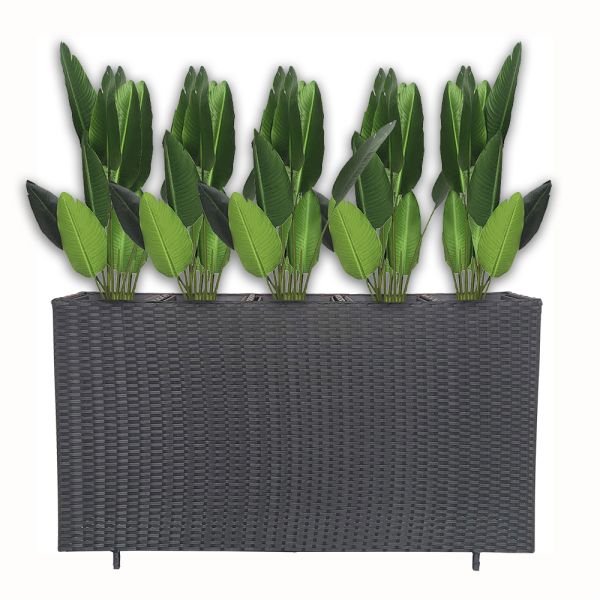 Metal Frame Poly Rattan Decorative Flower Planters Stand Garden Green Plant Flower Pots