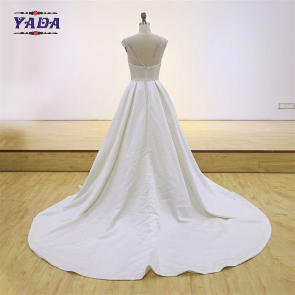 Элегантная вышивка из экрана, сатинная, длина пола, штрих-паттерн, свадебное платье, свадебное платье.