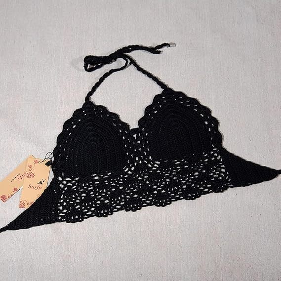 Women Summer Beach Crochet Top Bralette Knit Bra Bikini Crochet Halter Tops for Women Backless Camisole Knit Bra Tops Bralette Summer Beachwear