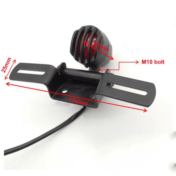 Vintage Black Brake Light for Harley Motorcycles Red Light Included