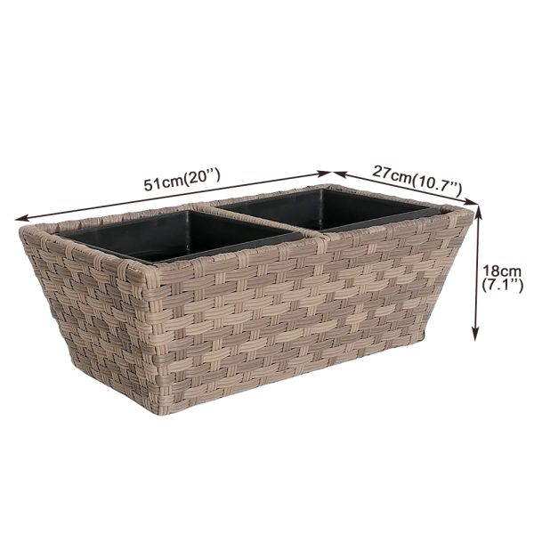 Factory Wholesale Galvanized Steel Frame Wide PE Rattan Garden Planter Flower Pots