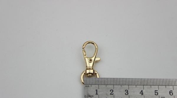 Factory custom zinc alloy light gold metal fish mouth trigger round eye bolt snap hook 10 mm