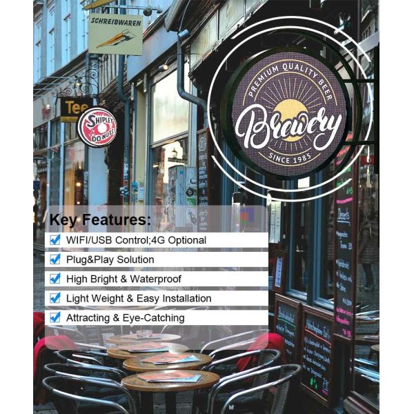 Forma circular echada a un lado doble de la pantalla video al aire libre de la publicidad 400W