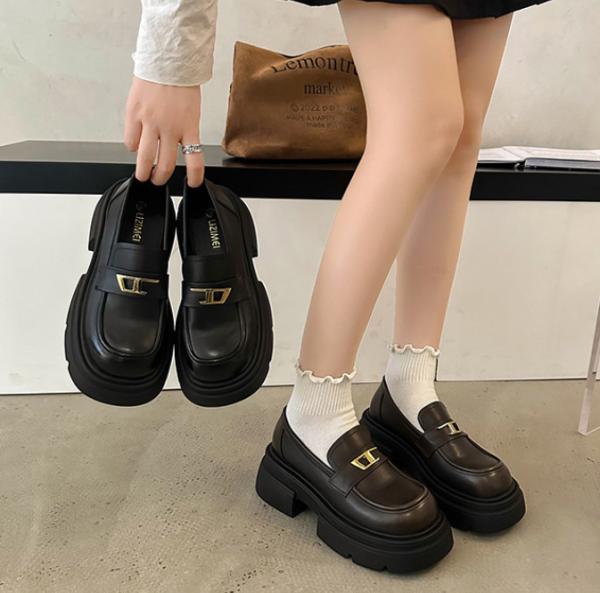 Casual School Leather Shoes Thick Soled Uniform Leather Shoes For Girls