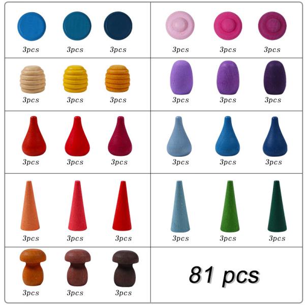 Baby Wooden Constructor Set Nordic Wooden Rainbow Blocks Loose Parts Montessori Educational Toys Children Toddler Baby G