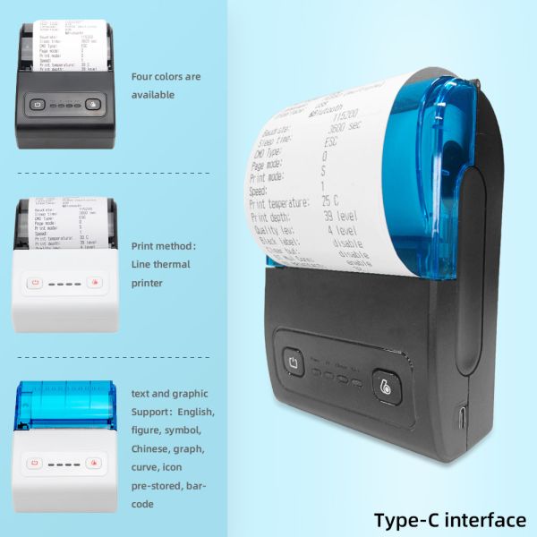 POS/ESC Command Compatible Thermal Portable Mini Bluetooth Printer for Snacks