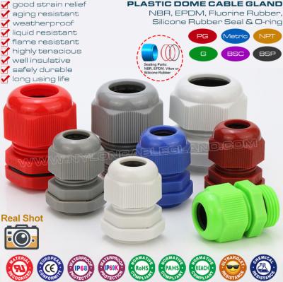Waterproof Cable Glands, Metric Male Thread, Nylon Polyamide, M12~M63, IP68/IP69K, Different Colors
