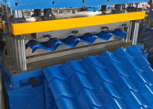 Sea Wave Metal Roof Tile Roll Forming Machine With Hydraulic Punching And Chain Drive