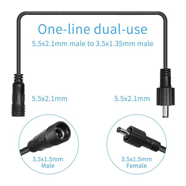 Waterproof Male to Female DC Jack 5.5x2.1mm 5.5x2.5mm 3.5x1.35mm Power Extension Cable for LED Light