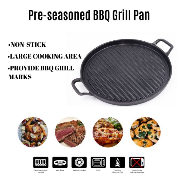 БАРБЕКЮ Pre приправило лоток Griddle литого железа с главным удерживанием жары