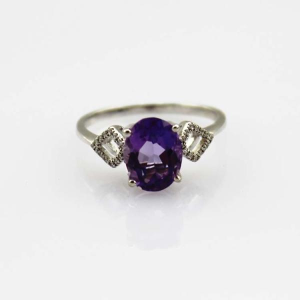 Fashion 925 Silver 7mmx9mm Oval Garnet Ring with  Cubic Zirconia(R257)