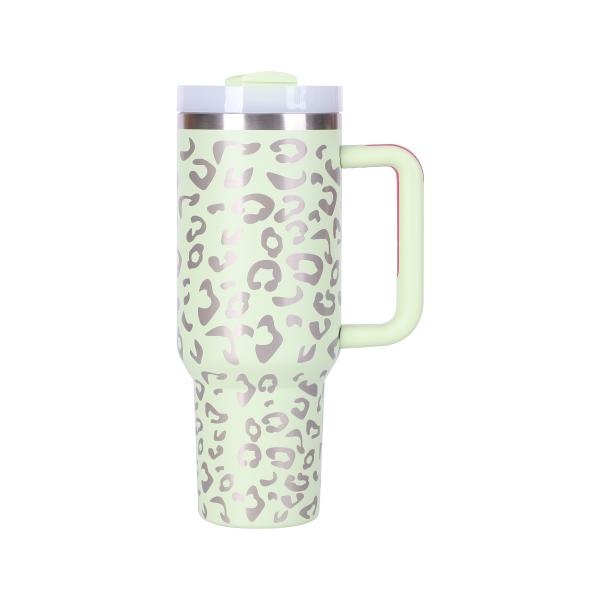 Eco Friendly 40 Oz Stainless Steel Tumbler With Handle Insulated Simple Modern Leopard Tumbler