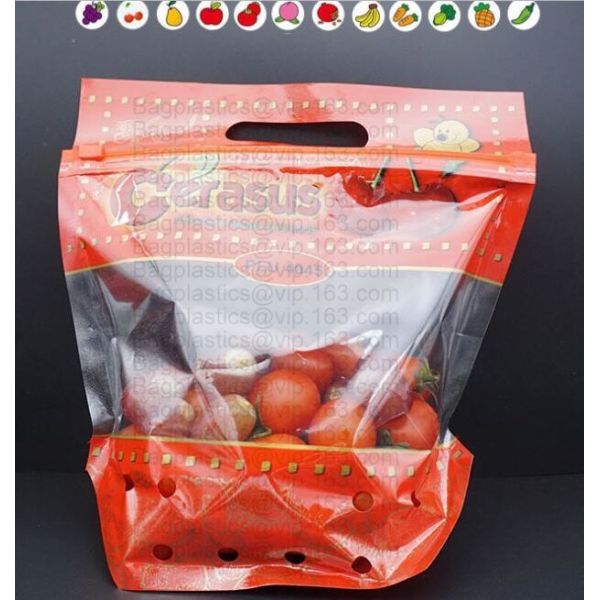 flat bottom fresh fruit vegetable plastic packing bag, dried cherry packing bag, supermarket grape packing bag