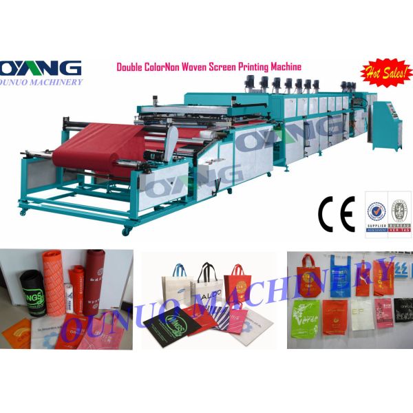 Automatic double color non woven fabric roll to roll screen printing machine ,