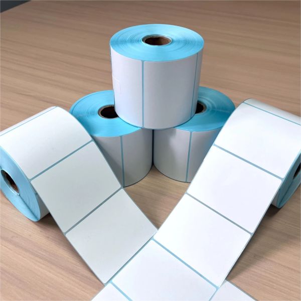 adhesive thermal sticker blank sticker blue color liner adhesive barcode sticker