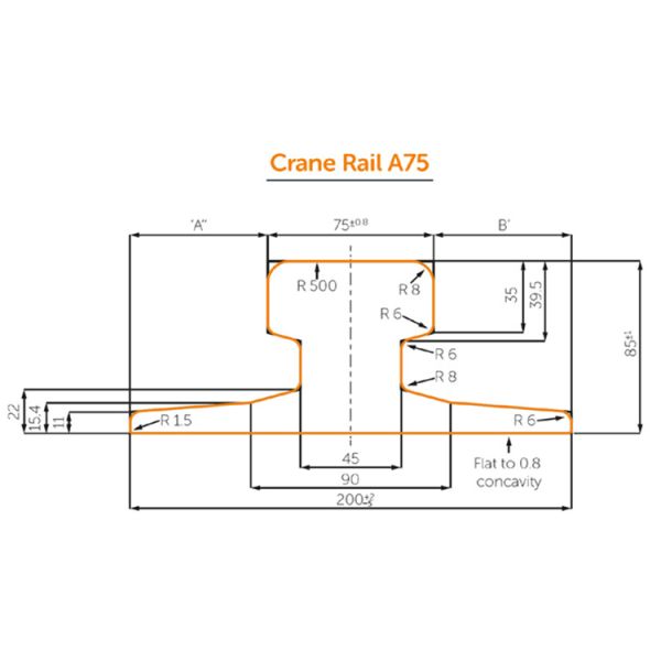 DIN536 A75 Steel Crane Rail 56kg/m 20 kg/m