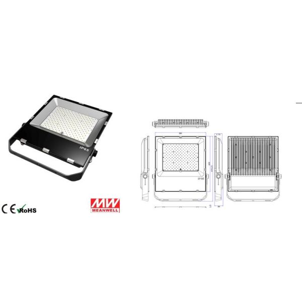 Waterproof IP65 200W 20000lumen 6000K Industrial LED Flood Lights 90V - 265V
