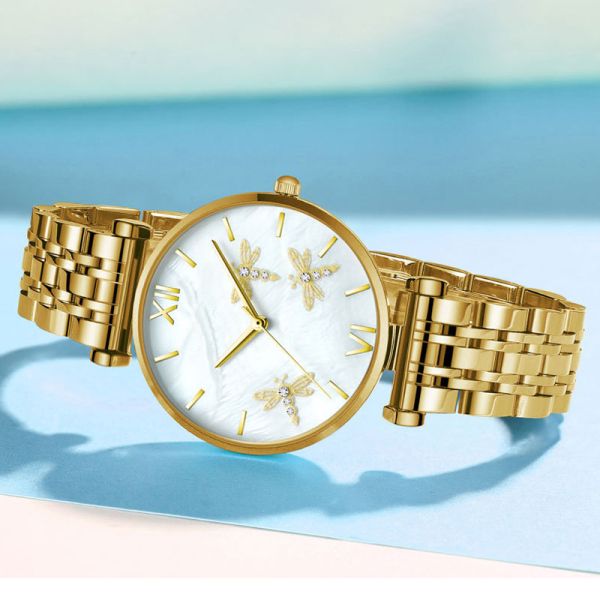 85g Women'S	Stainless Steel Quartz Wrist Watch 3bar Waterproof