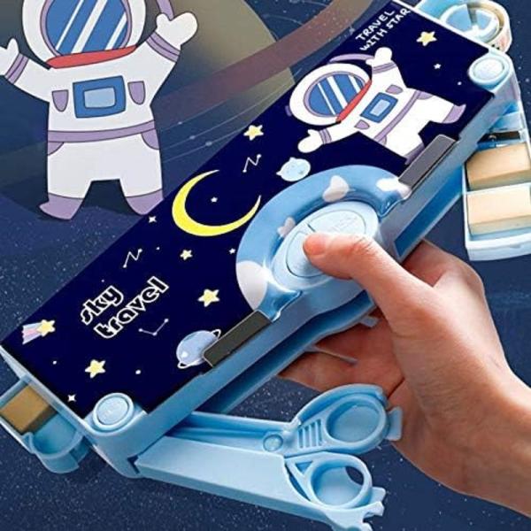 Multifunction Magnetic Pencil Case With 2 Compartments For Students Cartoon Pattern
