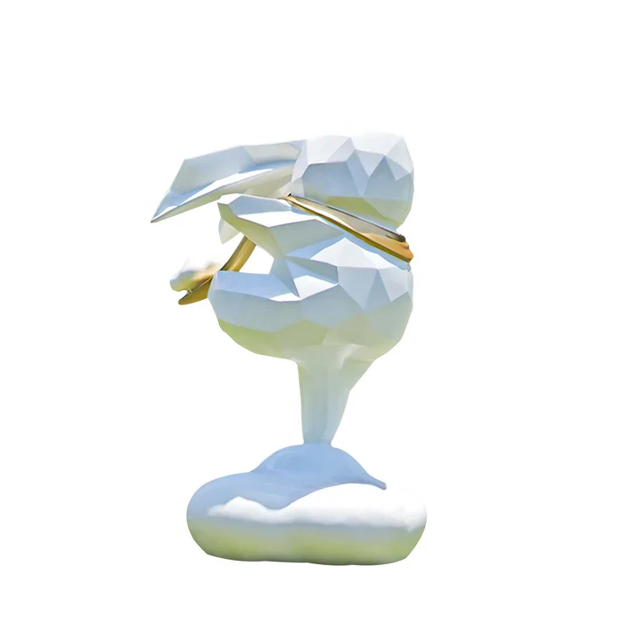 Finest Geometric Rabbit On Cloud Fiberglass Sculpture - 200cm H Outdoor Art