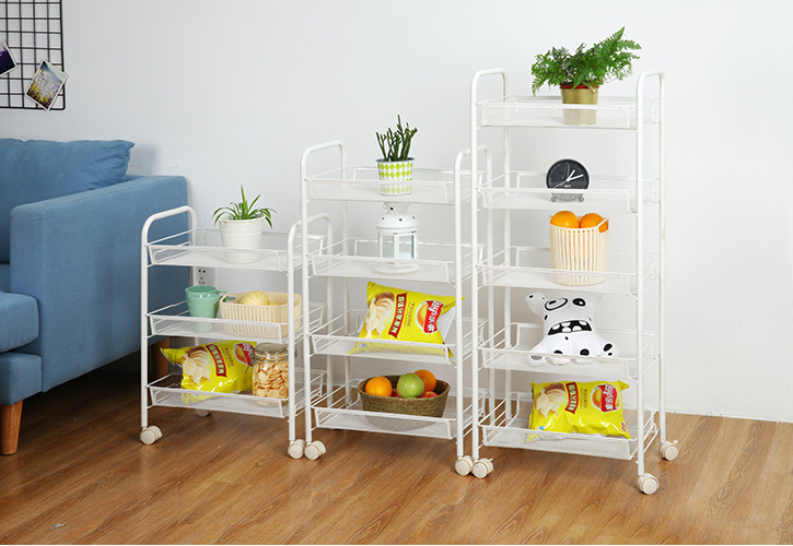 20kg Bearing Vegetable Rack Trolley , SS 4 Tier Storage Trolley