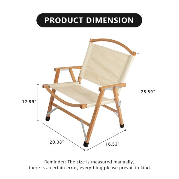 Silla de camping plegable de roble, capacidad de 140 kg, tela Oxford