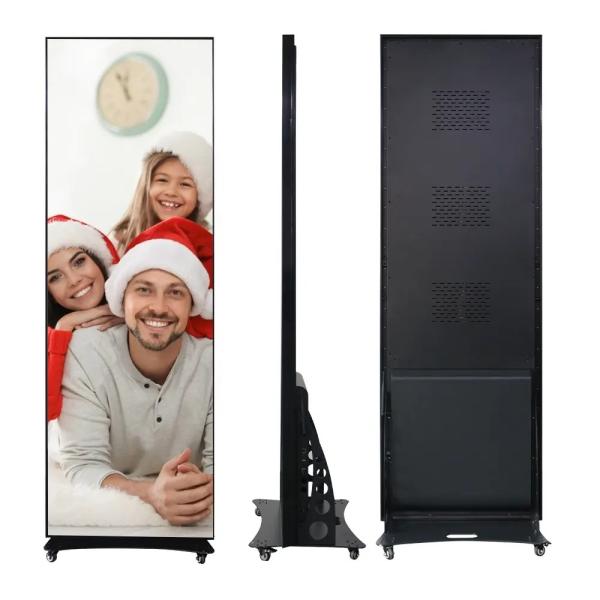 GOB P1.8 P2.5 Écran d'affiche à LED intérieur Affichage numérique à LED pour bannière Portable Led Video Wall avec roues Pour magasin de salons