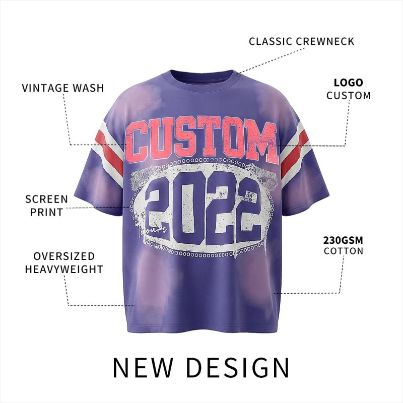 Custom Logo Men T Shirts Stylish DTG Print Vintage Wash OEM