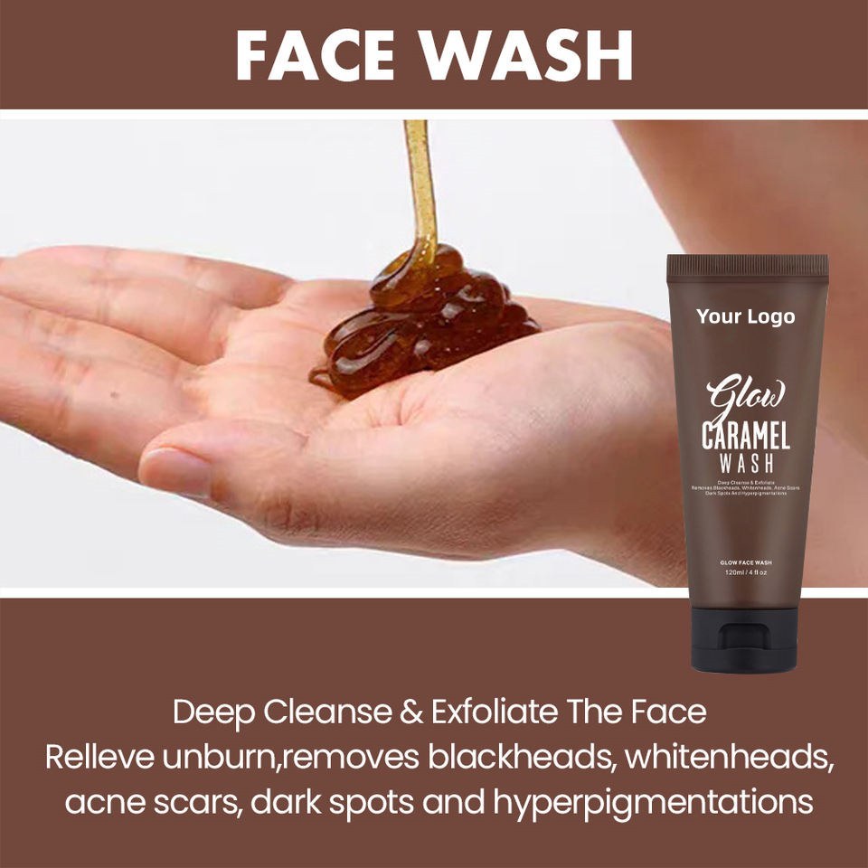 OEM ODM Customized Natural Vegetarian foam Cleanser Caramel Facial Cleanser Anti acne Skin Brightening Self owned Brand Facial Cleanser