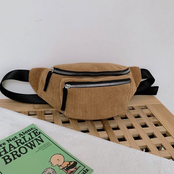 Unisex Corduroy Waist Bag for Running and Gym Featuring Customized Logo