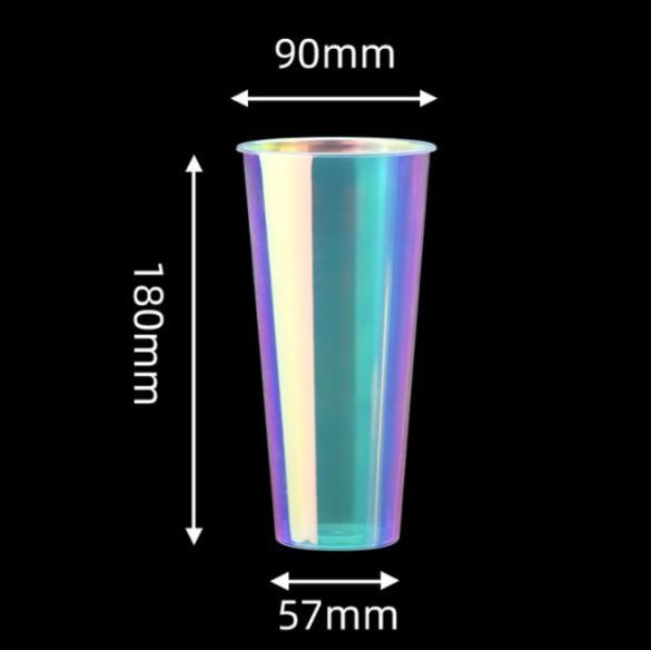 180mm Tall 700ml IML Cups Rainbow Brightening In Mold Label Cups for Jumbo